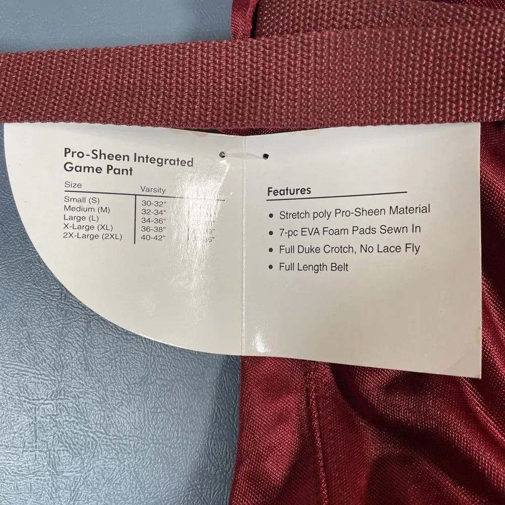NWT Adams Varsity All-in-one Integrated Padded Football Pants Sz Med‎ Maroon
